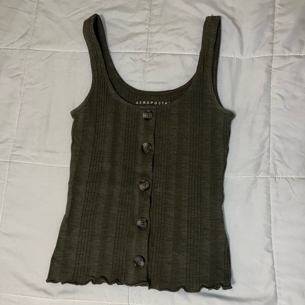Aeropostale Women’s XS Green crop top with buttons